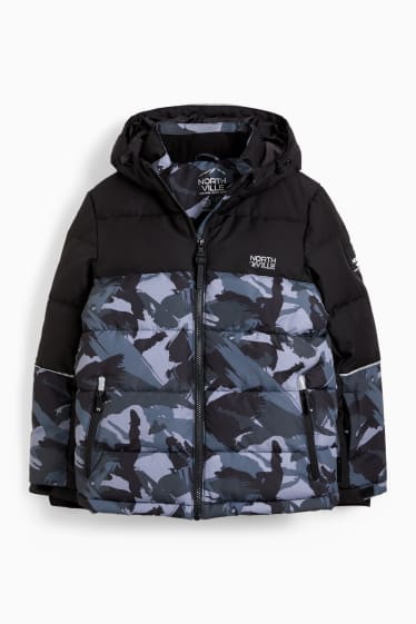 Children - Ski jacket with hood - patterned - black