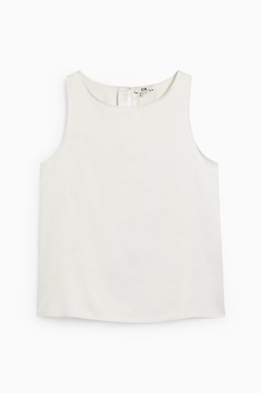 Femmes - Haut en satin - blanc crème