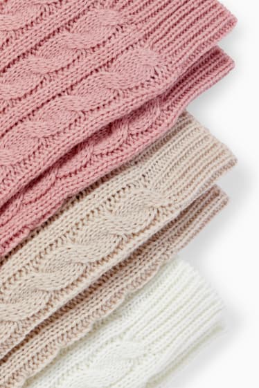 Donna - Confezione da 3 - calze - motivo a treccia - bianco crema