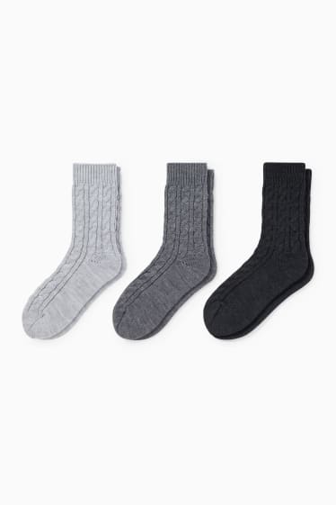 Dona - Paquet de 3 - mitjons - trenat - gris clar jaspiat