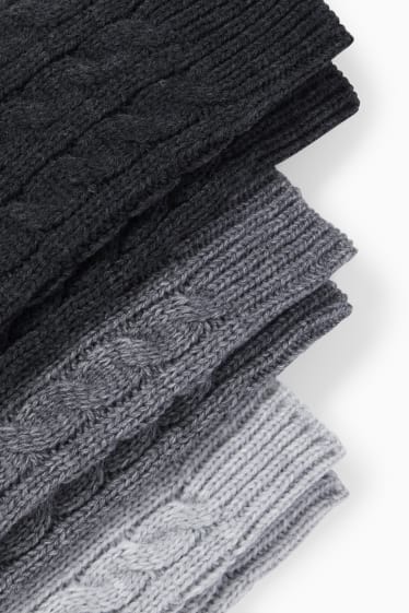 Dona - Paquet de 3 - mitjons - trenat - gris clar jaspiat