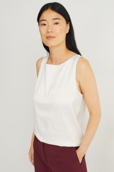 Femmes - Haut en satin - blanc crème