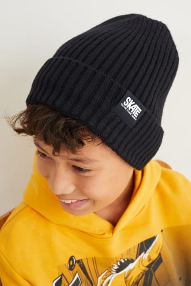 Children Boys - Knitted hat - black