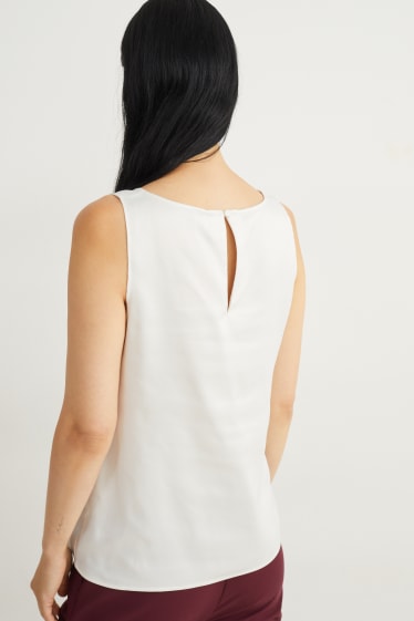 Femmes - Haut en satin - blanc crème