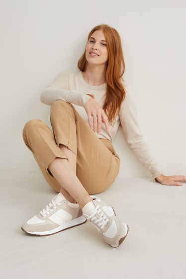 Women - Trainers - faux leather - light beige