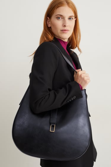 Damen - Schultertasche - Lederimitat - schwarz