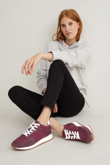 Damen - Sneaker - Lederimitat - bordeaux