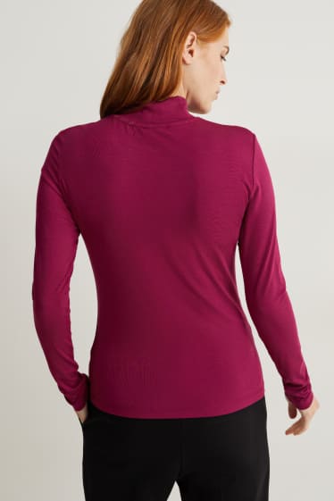 Damen - Rollkragenshirt - bordeaux