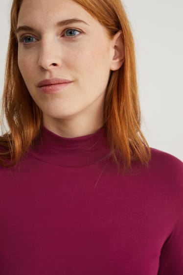 Damen - Rollkragenshirt - bordeaux