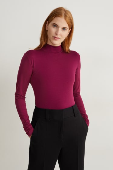 Damen - Rollkragenshirt - bordeaux