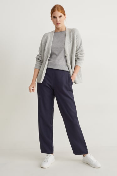 Donna - Pantaloni di stoffa - vita alta - tapered fit - blu scuro