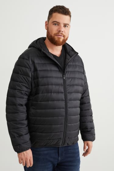 Men - Quilted jacket with hood - black