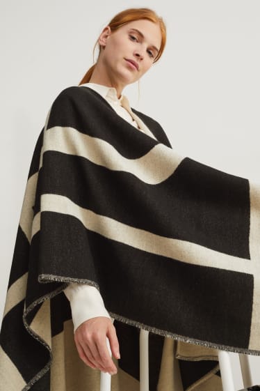 Damen - Strick-Poncho - dunkelgrau