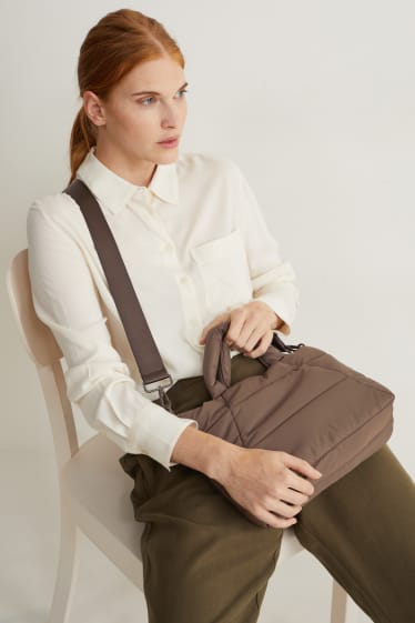 Femei - Geantă shopper matlasată, mică, cu curea detașabilă - verde