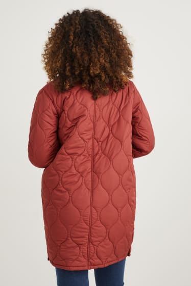 Women - Maternity quilted jacket with baby pouch - brown