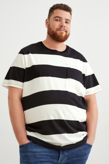 Men - T-shirt - striped - black / white