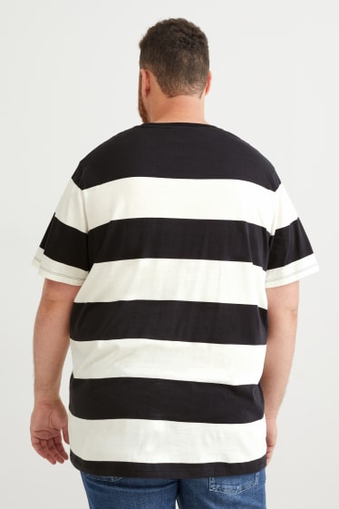 Heren - T-shirt - gestreept - zwart / wit