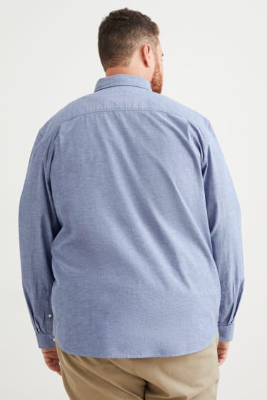 Mężczyźni - Koszula typu oxford - regular fit - przypinany kołnierzyk - niebieski