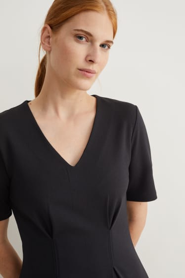 Damen - Kleid mit V-Ausschnitt - schwarz