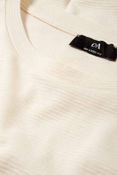 Heren - T-shirt - crème wit