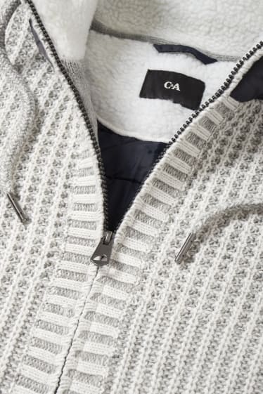 Hommes - Gilet en maille à capuche - gris clair chiné