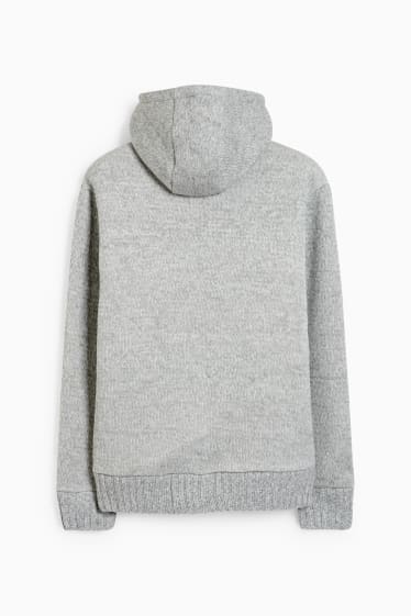 Uomo - Cardigan con cappuccio - grigio chiaro melange