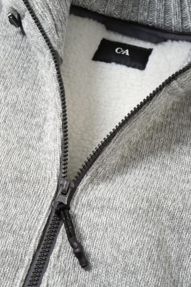 Uomo - Cardigan con cappuccio - grigio chiaro melange
