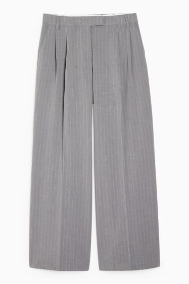 Joves - CLOCKHOUSE - pantalons de tela - mid waist - wide leg - gris clar