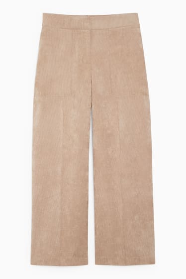 Donna - Pantaloni di velluto - vita media - gamba ampia - beige