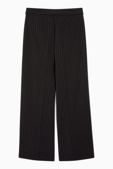 Femmes - Pantalon de toile - mid waist - wide leg - noir