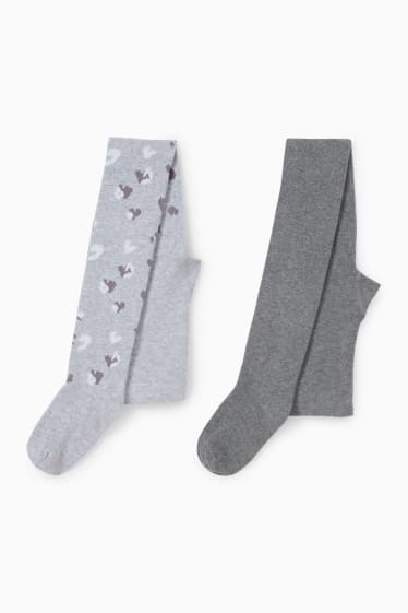 Enfants filles - Lot de 2 paires - collants - gris clair chiné