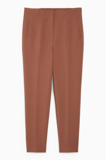 Kobiety - Spodnie materiałowe - wysoki stan - tapered fit - brązowy