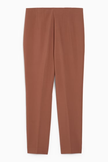 Kobiety - Spodnie materiałowe - wysoki stan - tapered fit - brązowy