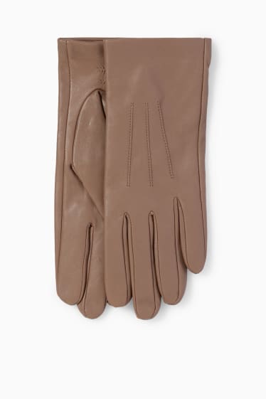 Women - Leather gloves - taupe