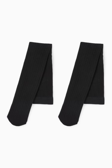 Enfants filles - Lot de 2 paires - collants - noir