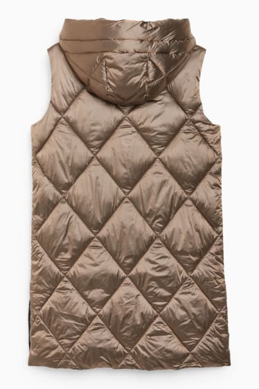 Donna - Gilet lungo trapuntato con cappuccio - beige