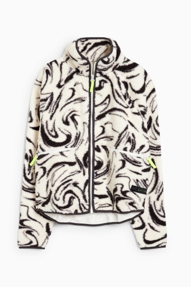 Women - Active fleece jacket - patterned - white / black