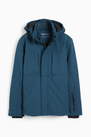 Hommes - Veste softshell à capuche - déperlante - bleu foncé