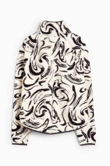 Women - Active fleece jacket - patterned - white / black