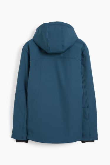 Uomo - Giacca soft shell con cappuccio - idrorepellente - blu scuro