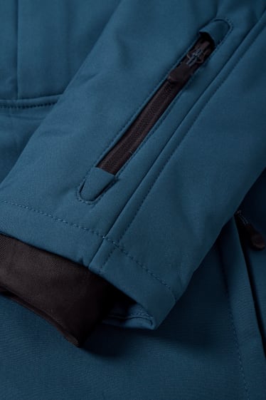 Hombre - Chaqueta softshell con capucha - hidrófuga - azul oscuro