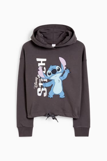 Enfants filles - Lilo & Stitch - sweat à capuche - gris foncé