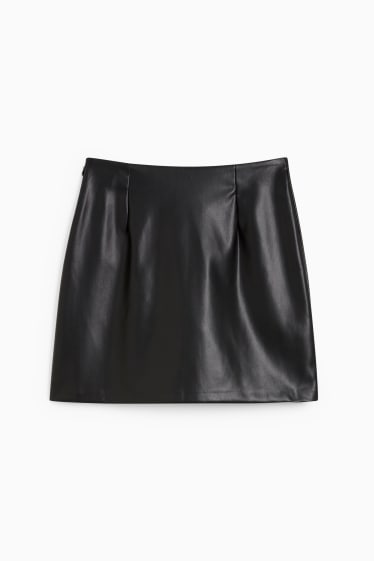 Women - Mini skirt - faux leather - black