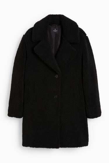 Kobiety - CLOCKHOUSE - płaszcz ze sztucznego kożuszka - czarny