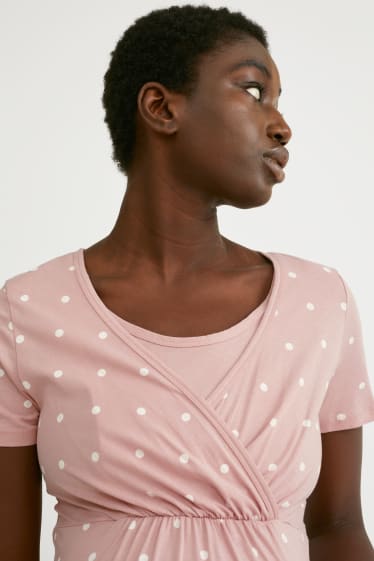 Donna - Camicia da notte per allattamento - a pois - rosa