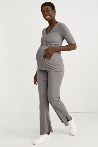 Women - Jersey maternity trousers - flared - taupe