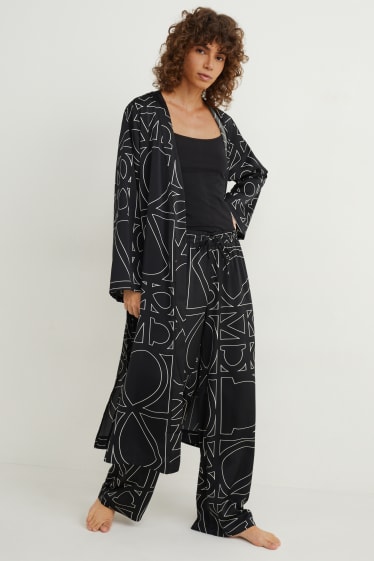 Mujer - Pantalón de pijama de raso - negro