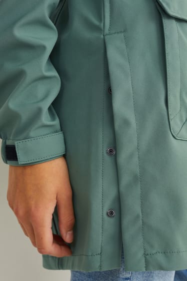 Dames - Softshellmantel met capuchon - 4 Way Stretch - groen