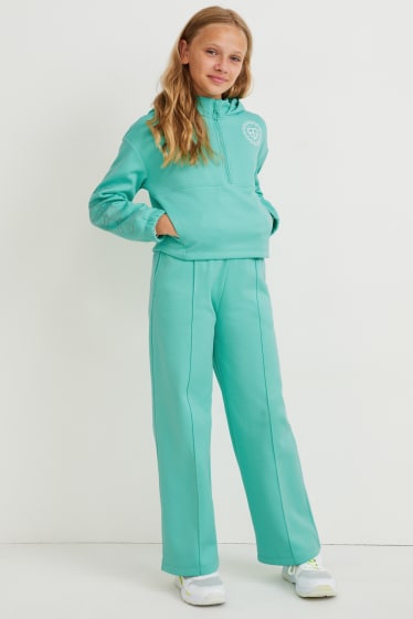 Enfants - Ensemble - sweat à capuche et pantalon de sport - 2 pièces - turquoise clair