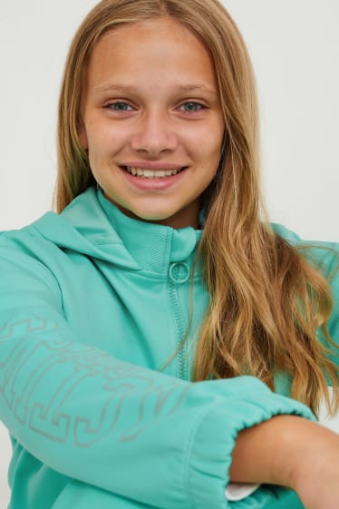 Kinderen: meisjes - Set - sporthoodie en -broek - 2-delig - lichtturquoise